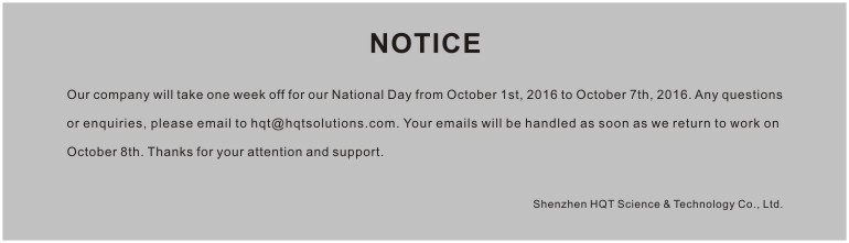 Notice of Holiday for China’s National Day